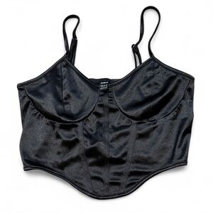 SHEIN Black Satin Corset Crip Top Size Large